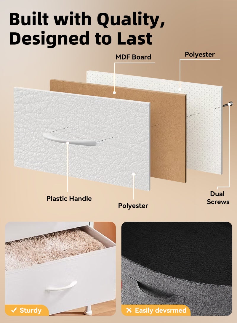 ULHYC A great helper for bedroom entryway storage: a four-tier fabric storage cabinet (with easy-pull handles and a wooden countertop), which can be used with a side table. - Image 4