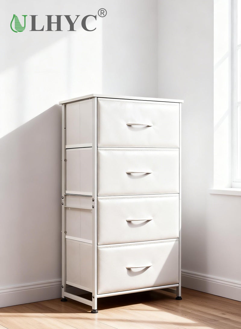 ULHYC A great helper for bedroom entryway storage: a four-tier fabric storage cabinet (with easy-pull handles and a wooden countertop), which can be used with a side table. - Image 1