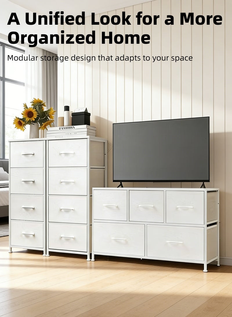 ULHYC A great helper for bedroom entryway storage: a four-tier fabric storage cabinet (with easy-pull handles and a wooden countertop), which can be used with a side table. - Image 3