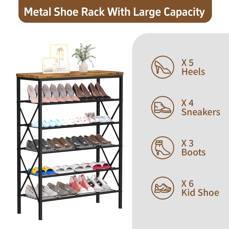 MILEFA 6 Tiers Metal Shoe Rackï¼ŒLarge Capacity Shoe Rack Holds 24 Pairs of Shoes, Durable and Stable, Adjustable Metal Shelf Stackable Shoe Shelf for Entryway, Hallway, Living Room, Closet - Image 3