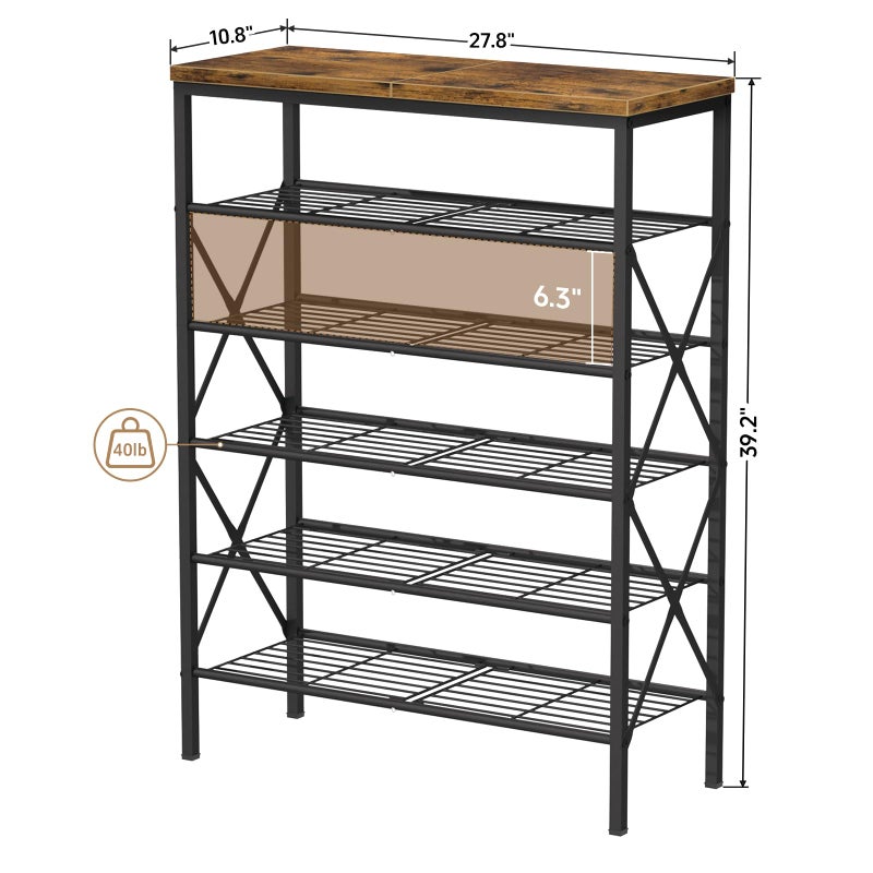MILEFA 6 Tiers Metal Shoe Rackï¼ŒLarge Capacity Shoe Rack Holds 24 Pairs of Shoes, Durable and Stable, Adjustable Metal Shelf Stackable Shoe Shelf for Entryway, Hallway, Living Room, Closet - Image 2