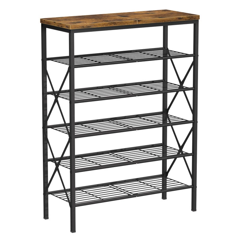 MILEFA 6 Tiers Metal Shoe Rackï¼ŒLarge Capacity Shoe Rack Holds 24 Pairs of Shoes, Durable and Stable, Adjustable Metal Shelf Stackable Shoe Shelf for Entryway, Hallway, Living Room, Closet - Image 1