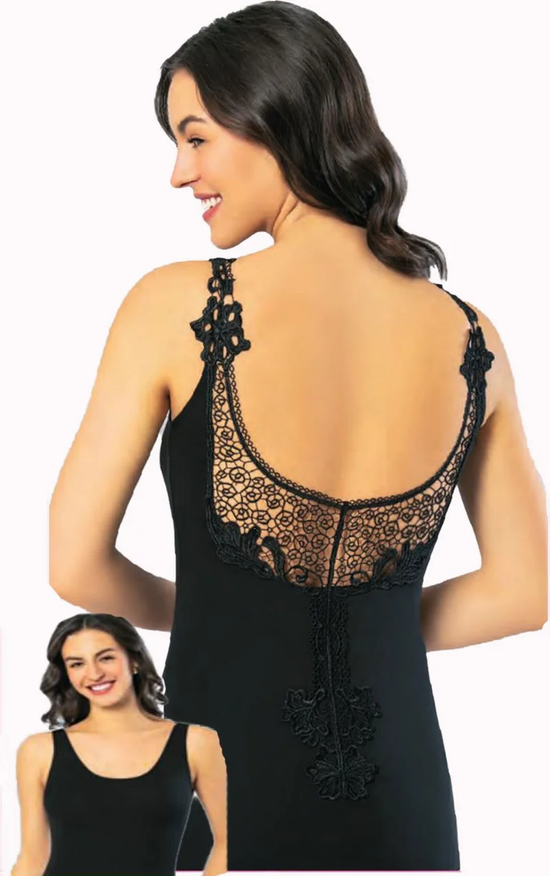 Hepsine Rakip Rivaling All Women's Backless Laced Undershirt Plain Front Aesthetic Cotton 6422