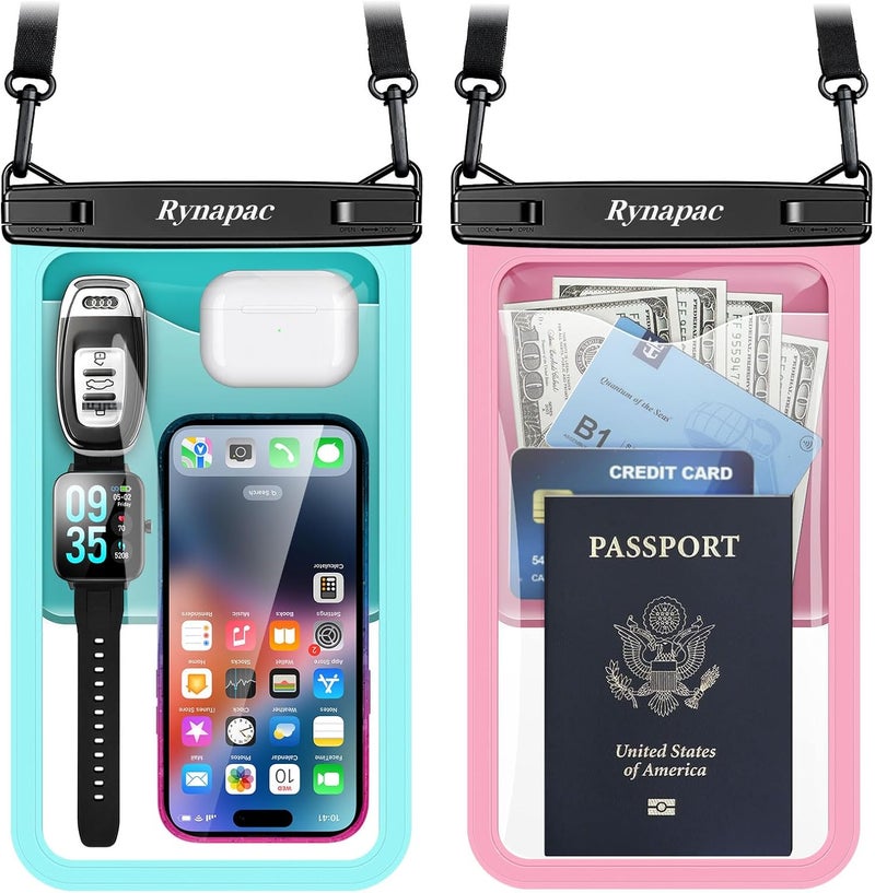 Rynapac 2 Pack Waterproof Phone Pouch - 10in Waterproof Phone Case with Lanyard, IPX8 Cell Phone Dry Bag Beach Essentials for iPhone 16 15 14 13 12 Pro Max, Galaxy S24+ S23 S22 S21 Series - Image 1