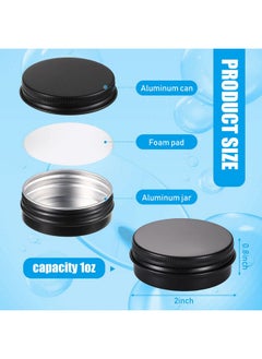 Patelai 64 Pieces Screw Top Round Tin Cans Aluminum Tin Jar With Screw Lid Lip Balm Tin Containers Bottle Empty Travel Cosmetic Sample Tin Cans Container For Diy (1 Oz Matte Black)  - Image 2