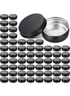 Patelai 64 Pieces Screw Top Round Tin Cans Aluminum Tin Jar With Screw Lid Lip Balm Tin Containers Bottle Empty Travel Cosmetic Sample Tin Cans Container For Diy (1 Oz Matte Black)  - Image 1