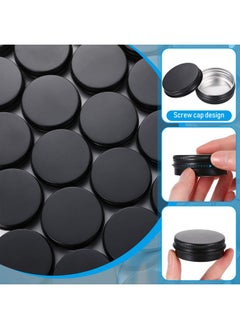 Patelai 64 Pieces Screw Top Round Tin Cans Aluminum Tin Jar With Screw Lid Lip Balm Tin Containers Bottle Empty Travel Cosmetic Sample Tin Cans Container For Diy (1 Oz Matte Black)  - Image 4