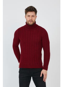 Cool Tarz Cool Style Claret Red Men's Knitted Patterned Turtleneck Knitwear SWEATER-TRZ8146R03S  - Image 1
