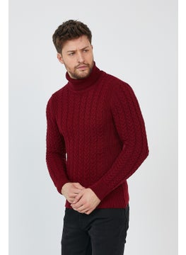 Cool Tarz Cool Style Claret Red Men's Knitted Patterned Turtleneck Knitwear SWEATER-TRZ8146R03S  - Image 2