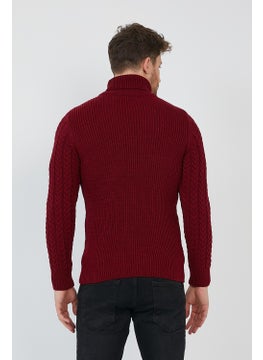 Cool Tarz Cool Style Claret Red Men's Knitted Patterned Turtleneck Knitwear SWEATER-TRZ8146R03S  - Image 4