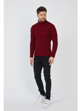 Cool Tarz Cool Style Claret Red Men's Knitted Patterned Turtleneck Knitwear SWEATER-TRZ8146R03S  - Image 3