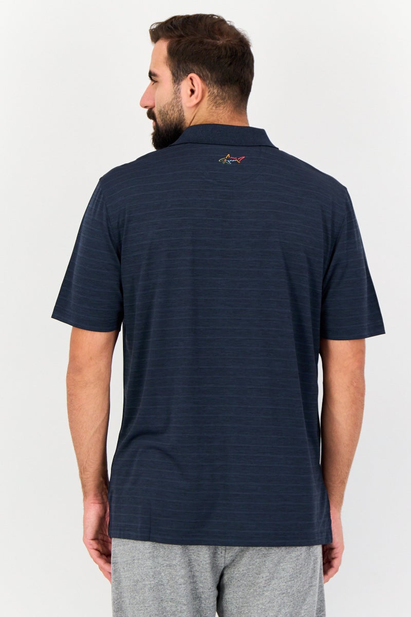 Greg Norman Men Sportswear Fit Micro Stripe Short Sleeve Training Polo Shirt, Multicolor - Image 3
