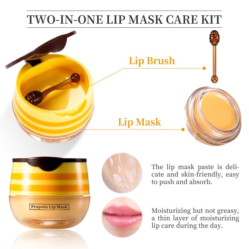 LSxia 4 PCS Honey Lip Balm Pot, Honey & Strawberry & Watermelon & Apple Lime Lip Mask, Reduces Lines, Hydrate & Moisturizing Skin Care, Prevention Dry Cracked Lips Repair Treatment, 5.5g*4 - Image 3