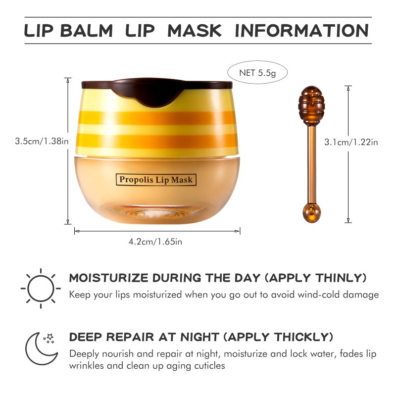 LSxia 4 PCS Honey Lip Balm Pot, Honey & Strawberry & Watermelon & Apple Lime Lip Mask, Reduces Lines, Hydrate & Moisturizing Skin Care, Prevention Dry Cracked Lips Repair Treatment, 5.5g*4 - Image 2