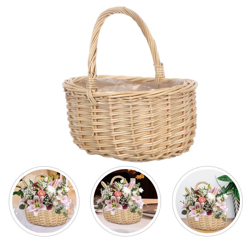 Flower Basket Woven Storage Basket Portable Basket Fruit Storage Basket Photo Prop - Image 4