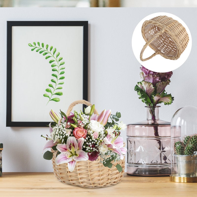 Flower Basket Woven Storage Basket Portable Basket Fruit Storage Basket Photo Prop - Image 1