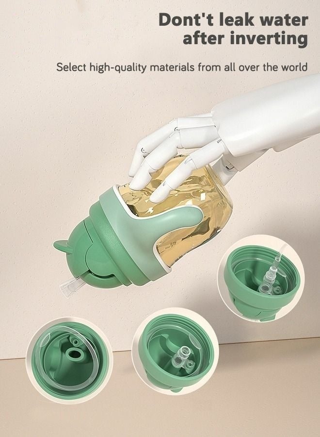 SUPERMAMA PPSU Baby Sippy Cup Boys and Girls Toddler Straw Cups Kids Water Bottle Spill Proof for School Outdoor Or Indoor BPA Free Easy To Hold Green 260ml - Image 2