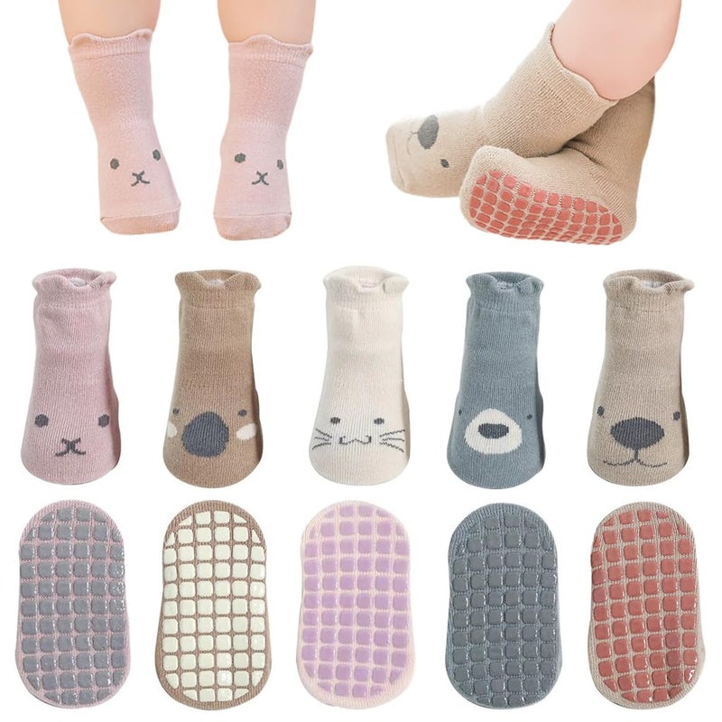 HANNEA® 6 Pairs Cartoon Socks for Toddlers Aged 1-3 Anti-skid Floor Sock Walking Sock Breathable Cotton Socks for Toddlders All Season Socks Birthday Gift for Toddlers Boys Girls - Image 1