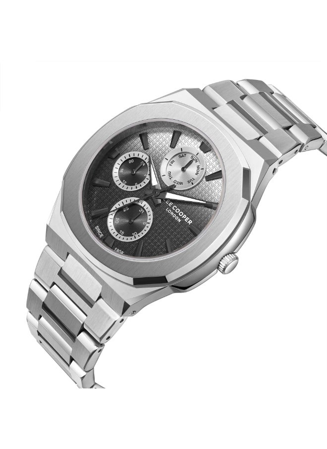 Lee Cooper Men's Watch, Multi Function Display and Metal Strap - LC08047.350, Silver