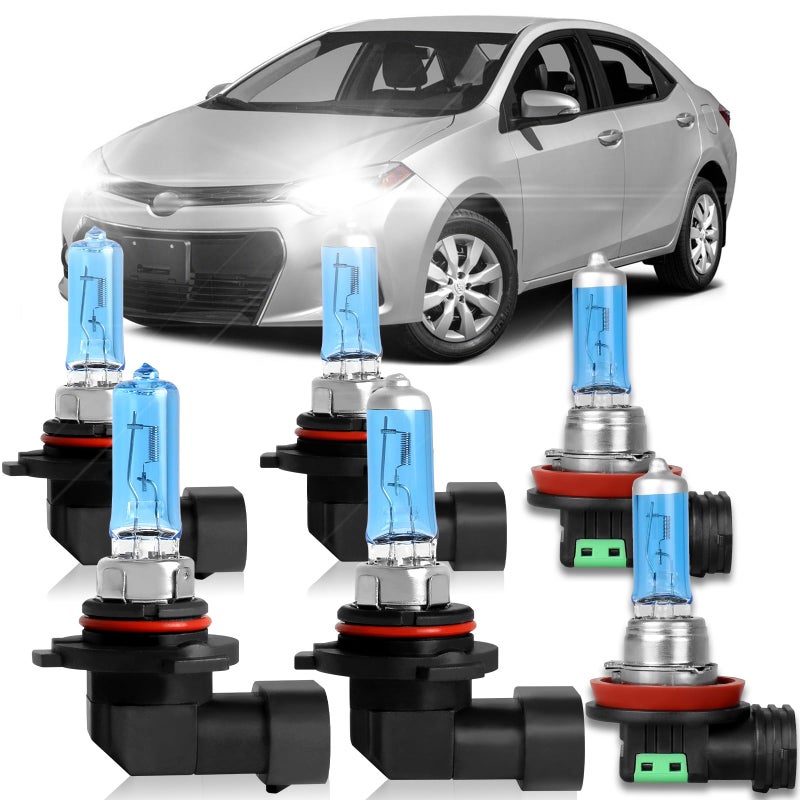 XRDHJI Fit for Toyota Corolla 20092015 High Performance Halogen Headlight Bulbs9005 High Beam 9006 Low Beam H11 Fog Light Replacement Bulb KitPack of 6 - Image 2
