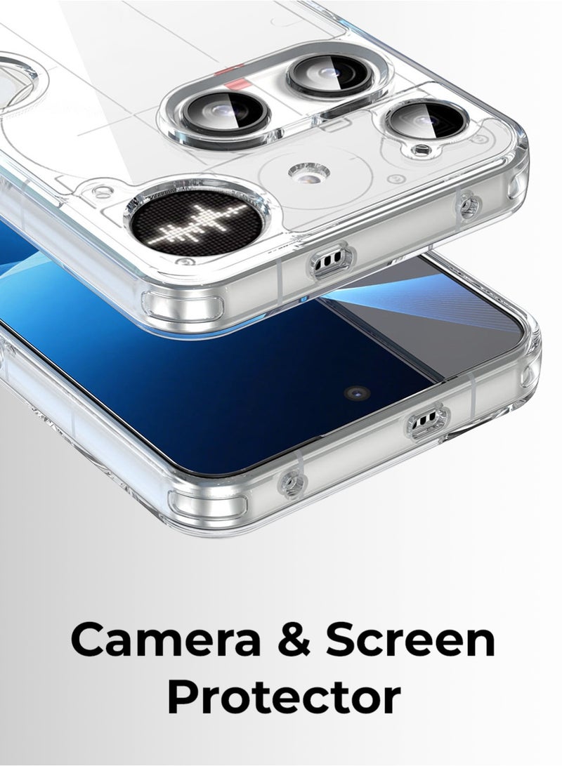 جلاسولوجي Nothing Phone 3 Clear Case – White Shockproof Ultra Transparent Anti-Yellowing Slim Fit Camera Protection - Image 3