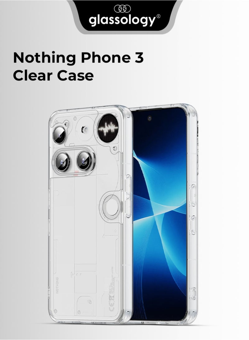 جلاسولوجي Nothing Phone 3 Clear Case – White Shockproof Ultra Transparent Anti-Yellowing Slim Fit Camera Protection - Image 1