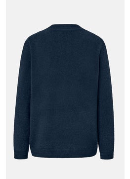 Tchibo Women Textured Pull Over Sweater, Navy  - Image 3