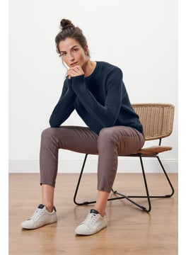Women Textured Pull Over Sweater, Navy