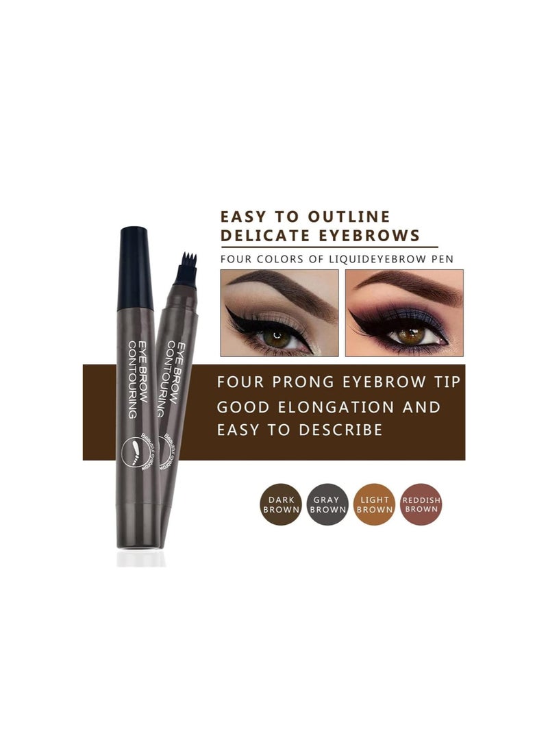 Lightsbetter Waterproof Brow Pen, Lightbetter Eyebrow Pen, Microblading Eyebrow Pencil Lightsbetter, Natural Eyebrow Pen Lightsbetter, Microblading Eyebrow Pen 4 Fork Tip Tattoo Pencil (Dark brown)
