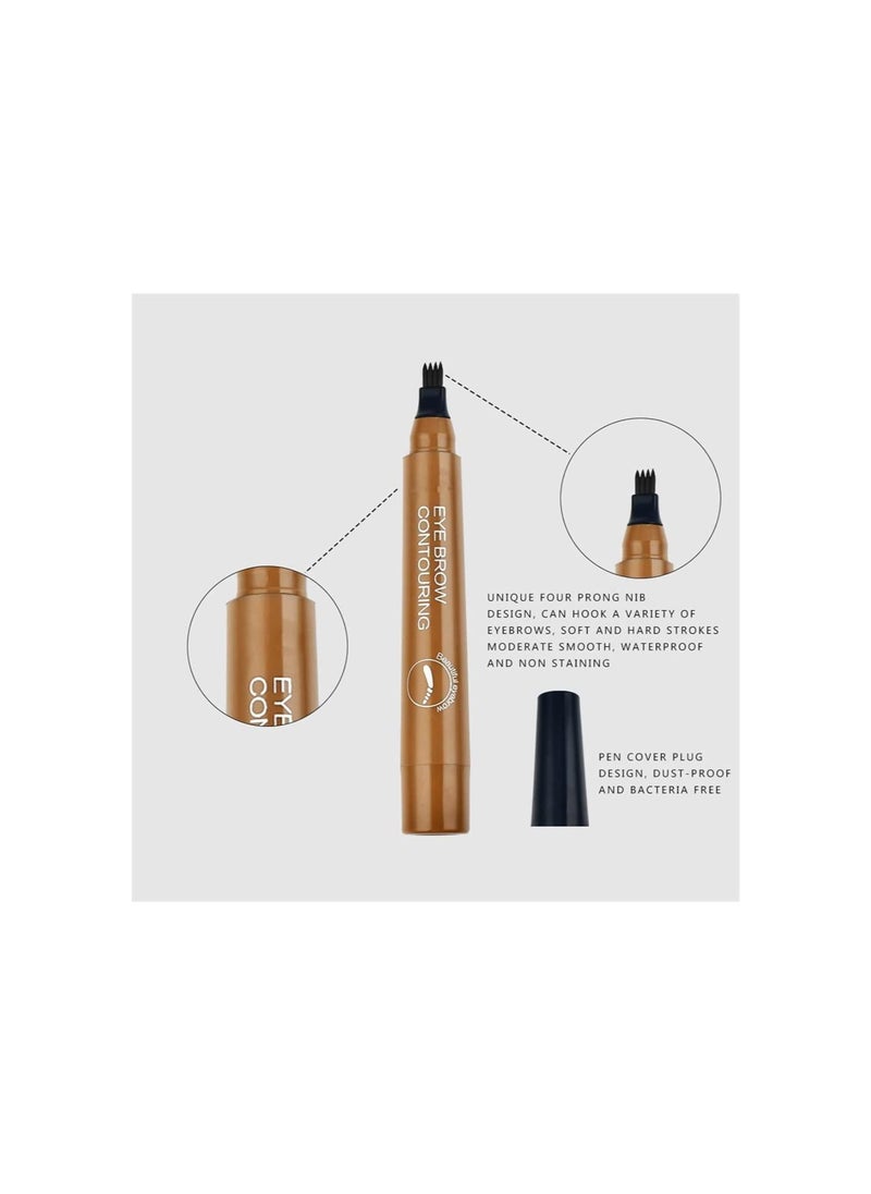 Lightsbetter Waterproof Brow Pen, Lightbetter Eyebrow Pen, Microblading Eyebrow Pencil Lightsbetter, Natural Eyebrow Pen Lightsbetter, Microblading Eyebrow Pen 4 Fork Tip Tattoo Pencil (Dark brown)
