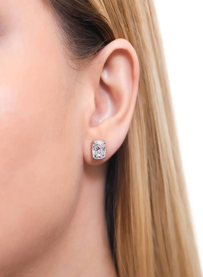 بيركيل أقراط بيريكل من الفضة الإسترلينية المرصعة بحجر زركونيا مكعب بقطع الوسادة عيار 6 قيراط، مناسبة للنساء والرجال. - Image 3