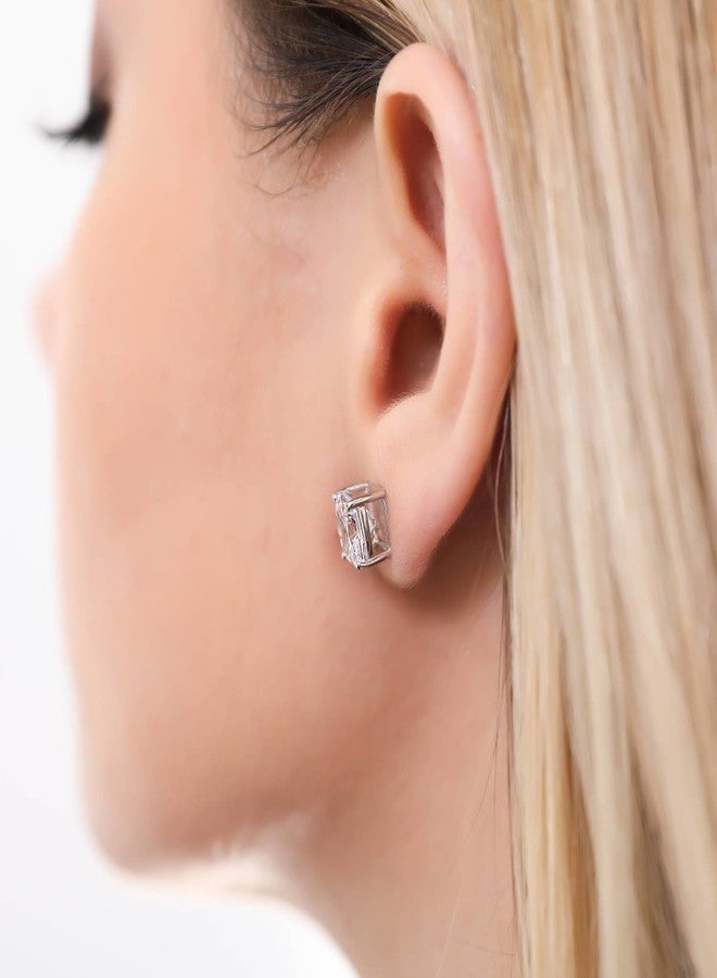 بيركيل أقراط بيريكل من الفضة الإسترلينية المرصعة بحجر زركونيا مكعب بقطع الوسادة عيار 6 قيراط، مناسبة للنساء والرجال. - Image 2