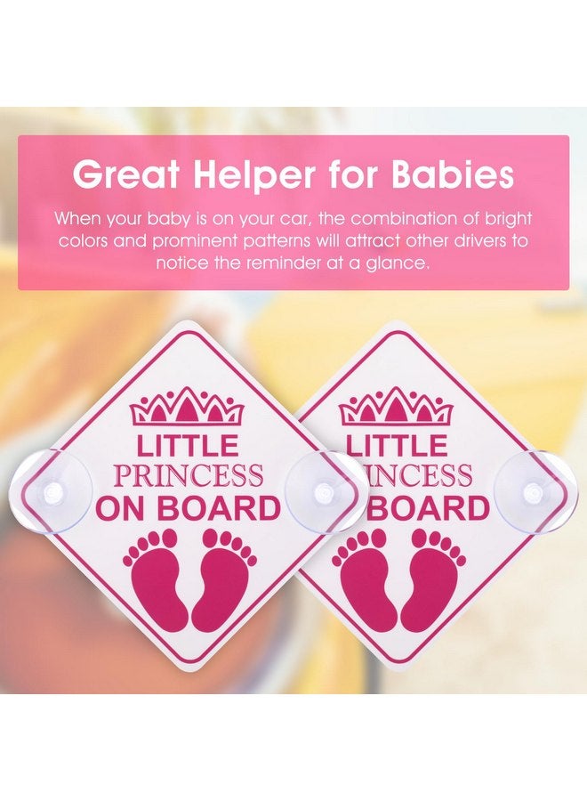 cobee Car Safety Warning Signs Sticker, 2 Pcs 5" x 5” Little Princess on Board Car Bumper Stickers Removable Waterproof Car Decals Accessories with Double Suction Cups for Vehicles & Windows(Pink) - Image 5