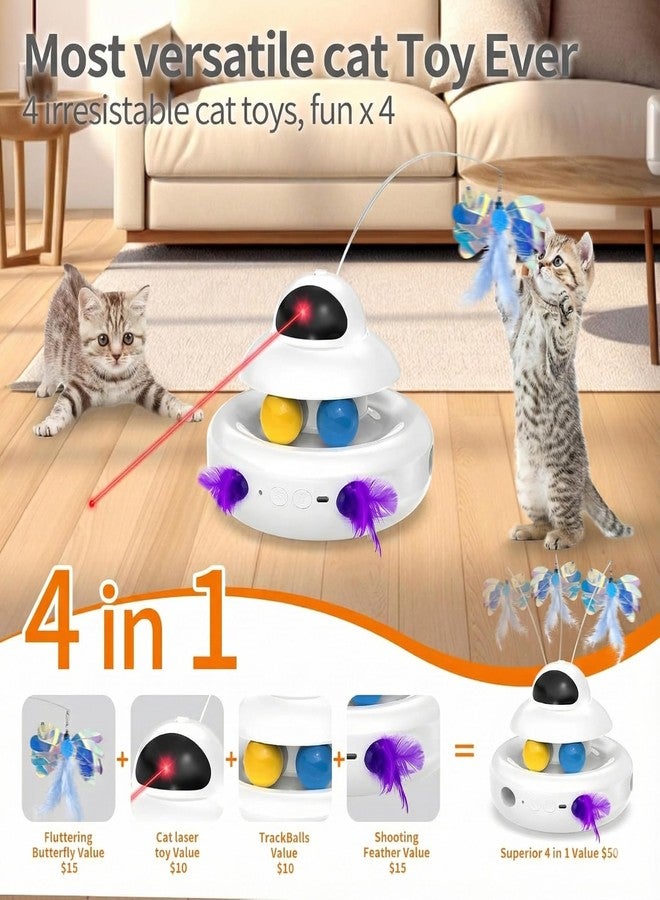 MOHAYA Interactive Cat Toys for Indoor Cats,4-in-1 Automatic Kitten Toy,Motion Activated Electronic Fluttering Butterfly,Track Balls, Moving Feather Toys for All Breeds,USB Rechargeable - Image 3