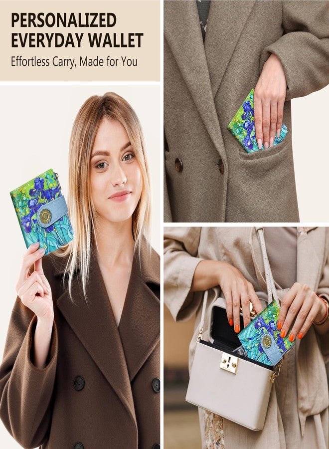 Chelmon Iris Whispers Small Wallet Woman RFID Blocking, PU Leather Bifold Credit Card Ladies Wallets with ID Window, Cute Zipper Coin Pocket Purse for Girls - Image 2