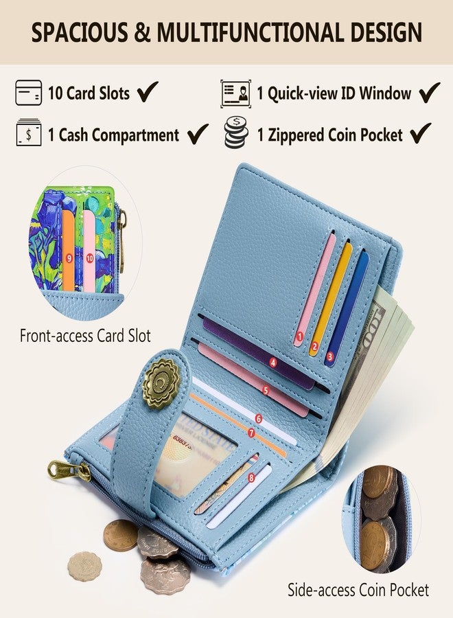 Chelmon Iris Whispers Small Wallet Woman RFID Blocking, PU Leather Bifold Credit Card Ladies Wallets with ID Window, Cute Zipper Coin Pocket Purse for Girls - Image 4