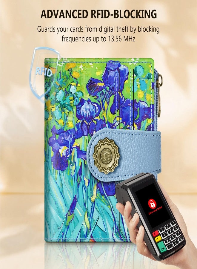 Chelmon Iris Whispers Small Wallet Woman RFID Blocking, PU Leather Bifold Credit Card Ladies Wallets with ID Window, Cute Zipper Coin Pocket Purse for Girls - Image 3