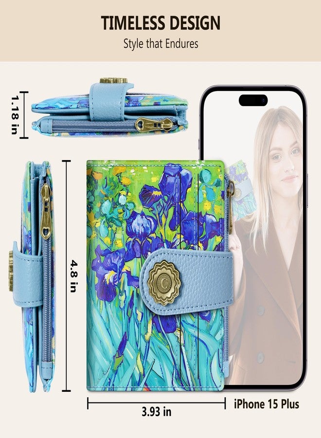 Chelmon Iris Whispers Small Wallet Woman RFID Blocking, PU Leather Bifold Credit Card Ladies Wallets with ID Window, Cute Zipper Coin Pocket Purse for Girls - Image 5