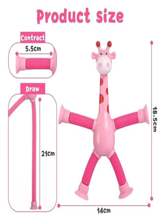 Globular Space Robot Men with Giraffe Cute Cartoon Bendable Telescopic Pop Pipe Fidget Tube Toy, Shape-Ever Changing Tube Sensory Toys for Girls Boys - Multicolor (4+4) - Image 2