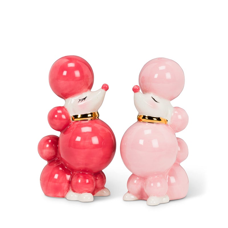 Abbott Collection 27-Pinkie-518 Pink Poodle Salt And Pepper Shaker Set  Pink  3.5"" H