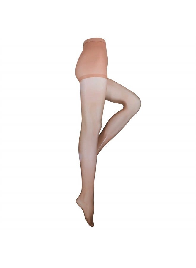 Truform - Sheer Compression Pantyhose, 8-15 mmHg, Women's Shaping Tights, 20 Denier, Beige, Medium - Image 1