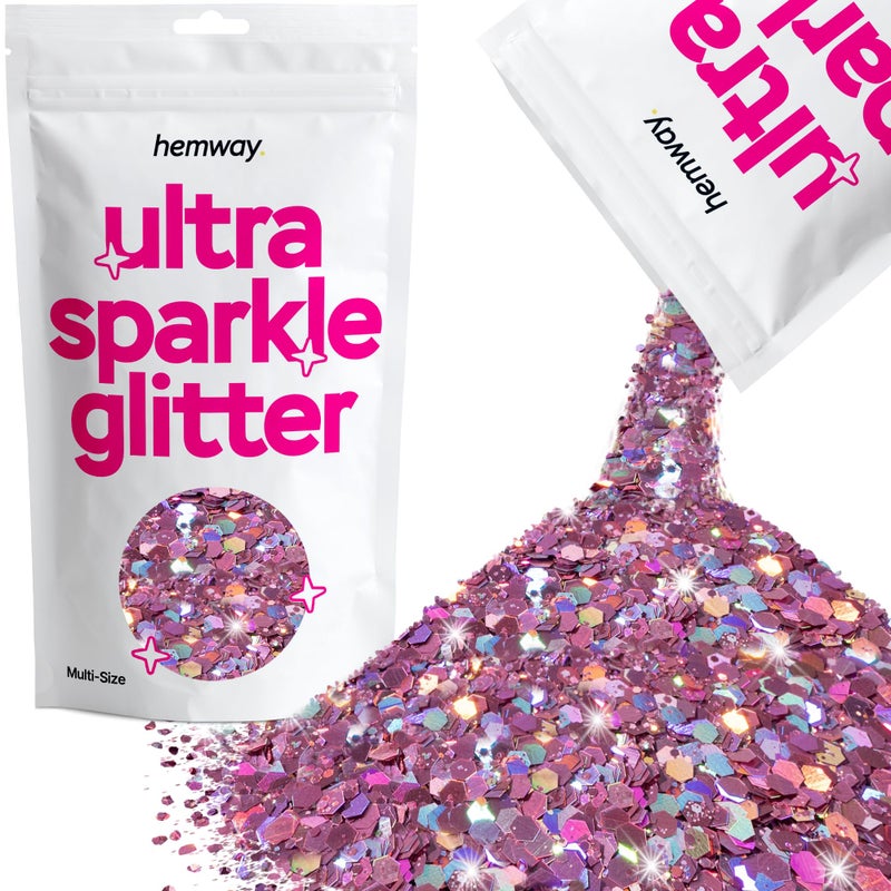 Hemway Ultra Sparkle Glitter  Pink Holographic  100g Multi Size Metallic Flakes for Resin  Epoxy Crafts  Supplies for Tumblers Festival Hair Face Body Eye  Nail Art Decoration