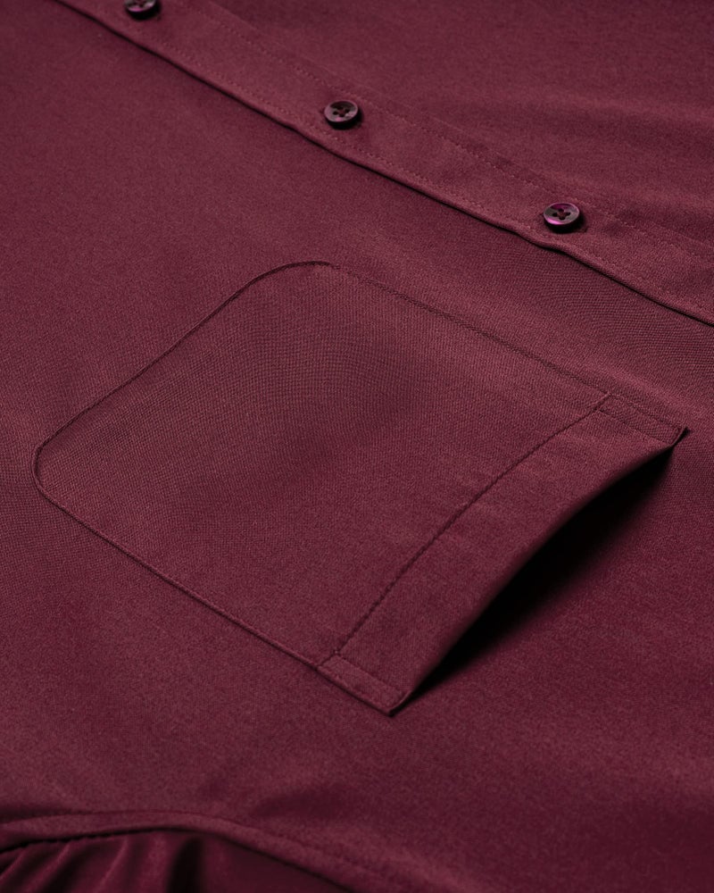 DEMEANOR Mens Dress Shirts Long Sleeve Dress Shirts for Men Slim Fit Button Down Shirts Big and Tall Button Up Shirts Burgundy Red - Image 2