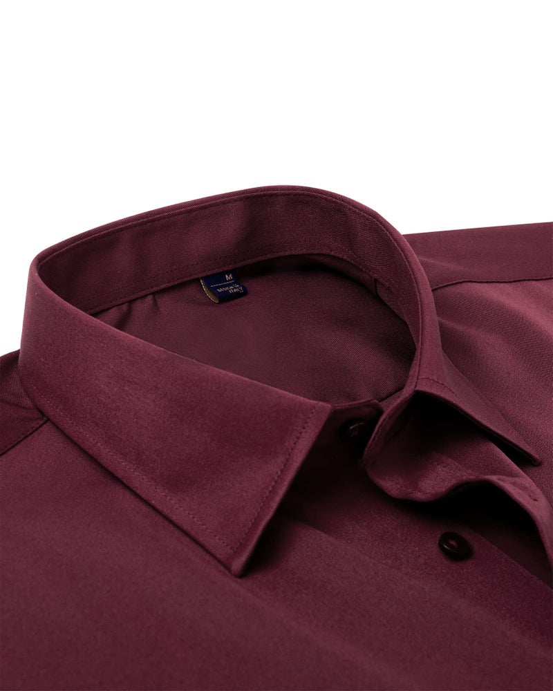 DEMEANOR Mens Dress Shirts Long Sleeve Dress Shirts for Men Slim Fit Button Down Shirts Big and Tall Button Up Shirts Burgundy Red - Image 4