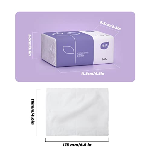 Aturmon Pack of 6, Soft Small Facial Tissue, Toilet Paper, Bag Cover NOT Box, Disposable Facial Napkin, White Facial Paper, Material Wood Pulp Fiber NOT COTTON, 4-Ply, 240 Sheet per Pack - Image 5