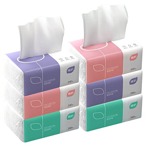 Aturmon Pack of 6, Soft Small Facial Tissue, Toilet Paper, Bag Cover NOT Box, Disposable Facial Napkin, White Facial Paper, Material Wood Pulp Fiber NOT COTTON, 4-Ply, 240 Sheet per Pack - Image 3