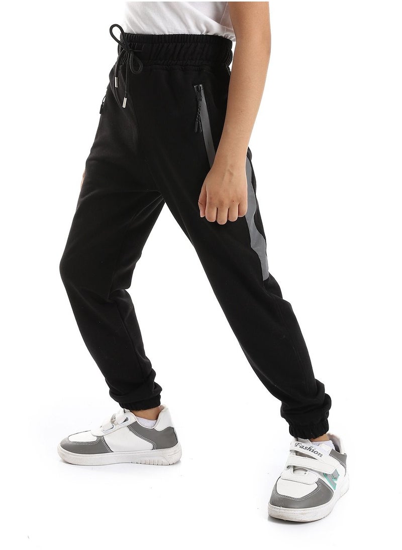 Caesar - Boys Elastic Waist Sweatpants With Tape And Side Zippers - Image 1