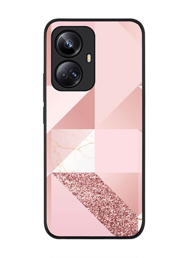Stylizedd Rugged Black edge case for Realme 10 Pro Plus 5G Slim fit Soft Case Flexible Rubber Edges Anti Drop TPU Gel Thin Cover -  Marble Pink Geometric - Image 1