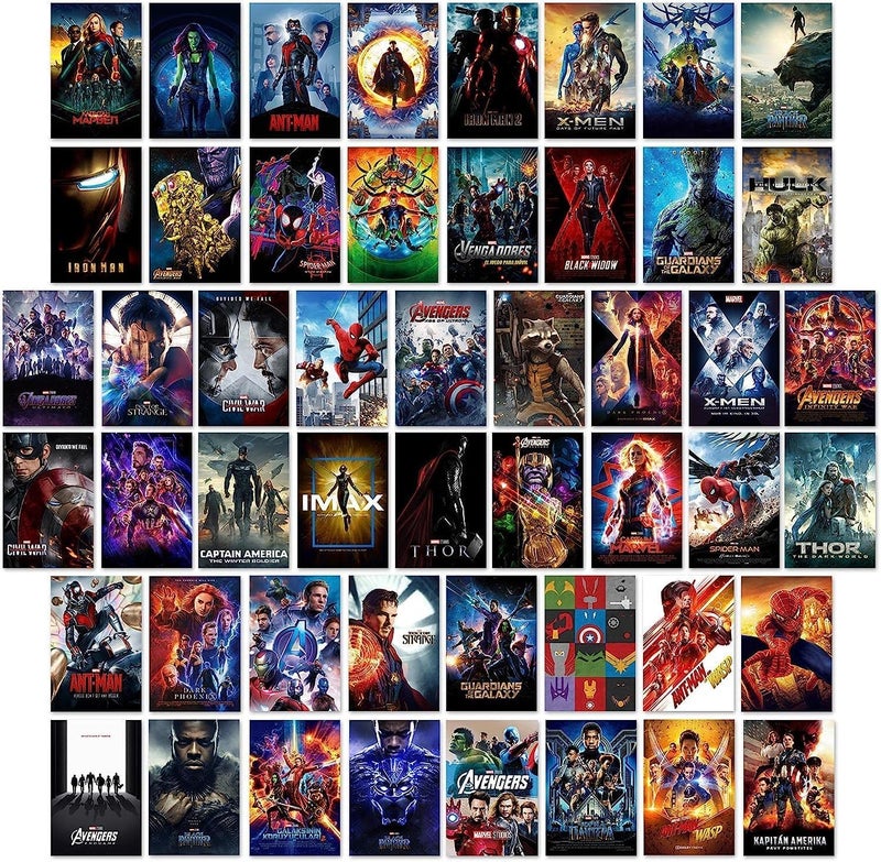 KARTMEN Pack of 50 Supermovie Movie Wall Collage Kit For Bedroom, Living room, Office - 4 x 6 Inches - Glue Dots Included - Image 1