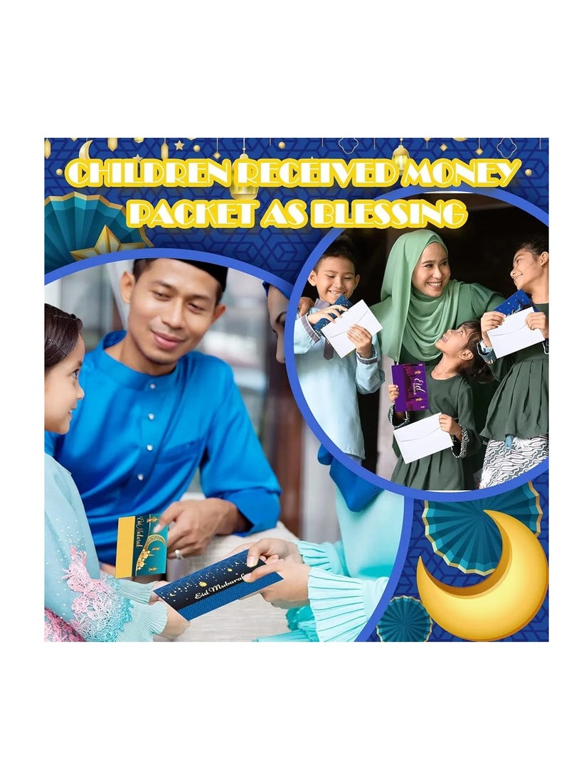 Generic 42 Pcs Eid Mubarak Gift Card Eid Stickers Ramadan Envelope Set for Kids Eid Party Decorations Eid Moon Star Money Envelopes Ramadan Greeting Card Eid Notes Box Kit for Eid al-Adha  - Image 3